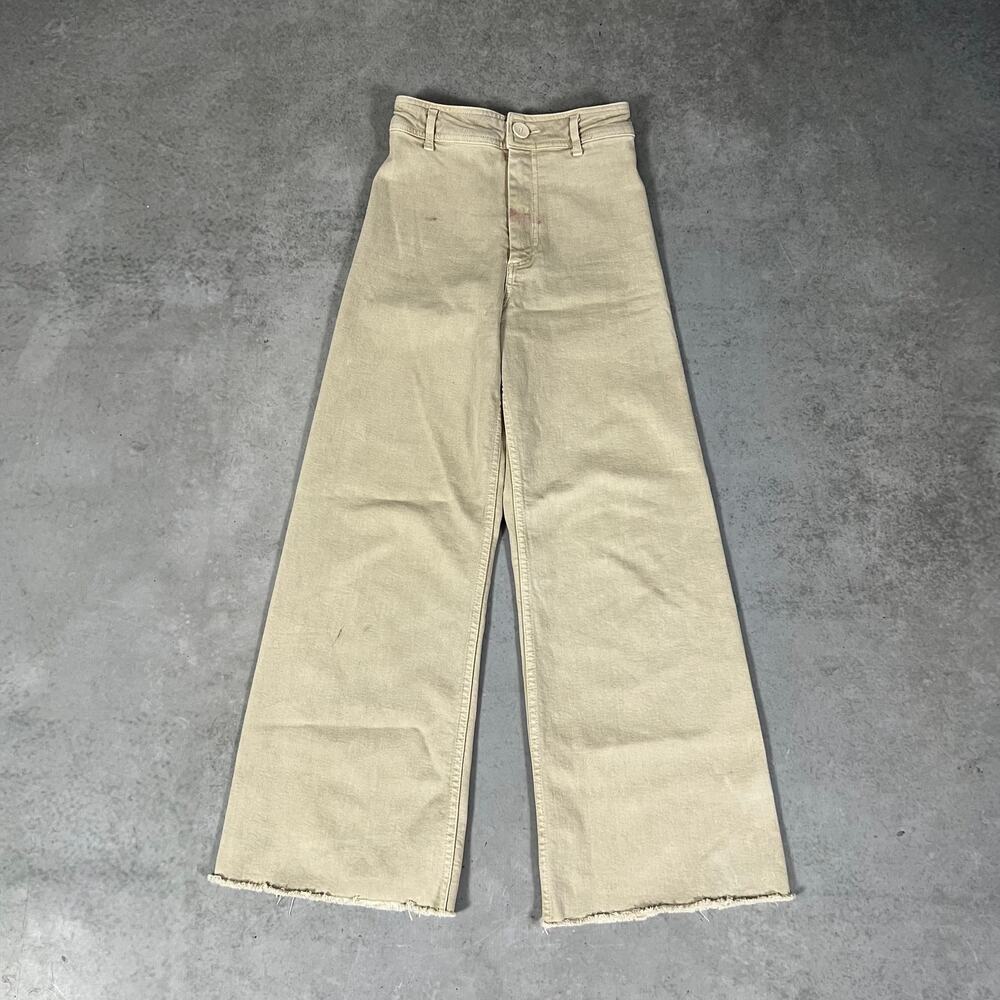 Wide Leg Straight ZARA Cream Baggy Women's Pants Size 2 High Rise